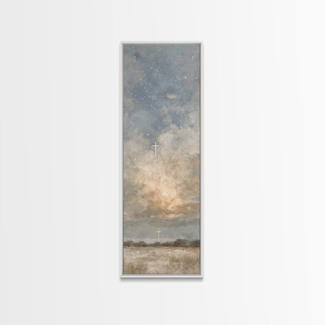 Heavenly Promise – Framed Canvas Print – Narrow Art – Christian Art Canvas – Christian Painting – Christian Decor – Christmas Art