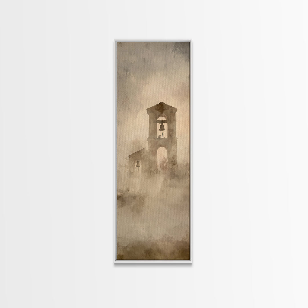 Silent Bell Tower | Framed Canvas Print | Skinny Art | Christian Art Canvas | Christian Christmas Art | Christian Painting | Jesus Art