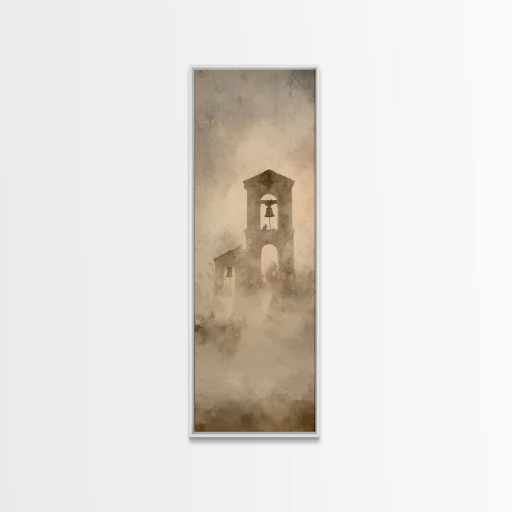 Silent Bell Tower | Framed Canvas Print | Skinny Art | Christian Art Canvas | Christian Christmas Art | Christian Painting | Jesus Art