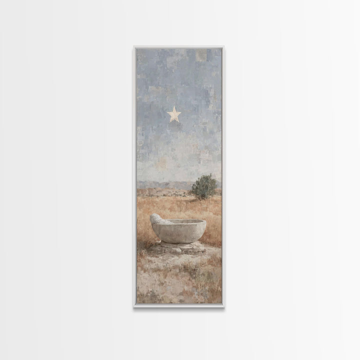 Guiding Star Basin | Framed Canvas Print | Tall Skinny Art Print | Christian Wall Art | Christian Art | Christmas Art | Jesus Painting | Ch