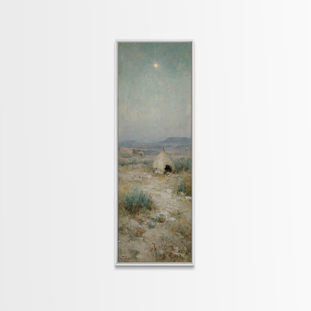 Bethlehem Dawn Glow, Framed Canvas Print, Skinny Art, Christian Art Canvas, Christian Christmas Art, Christian Painting, Christian Wall Art