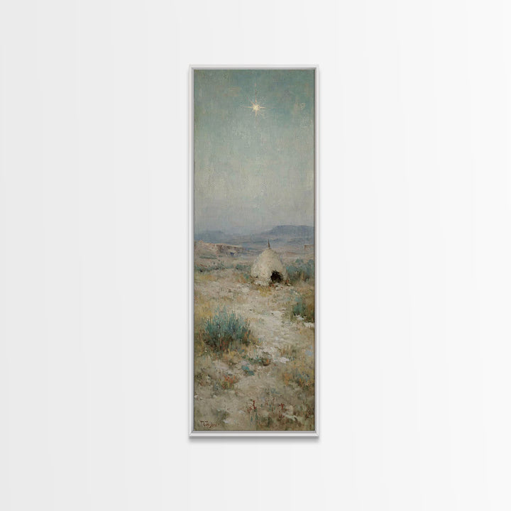 Bethlehem Dawn Glow, Framed Canvas Print, Skinny Art, Christian Art Canvas, Christian Christmas Art, Christian Painting, Christian Wall Art