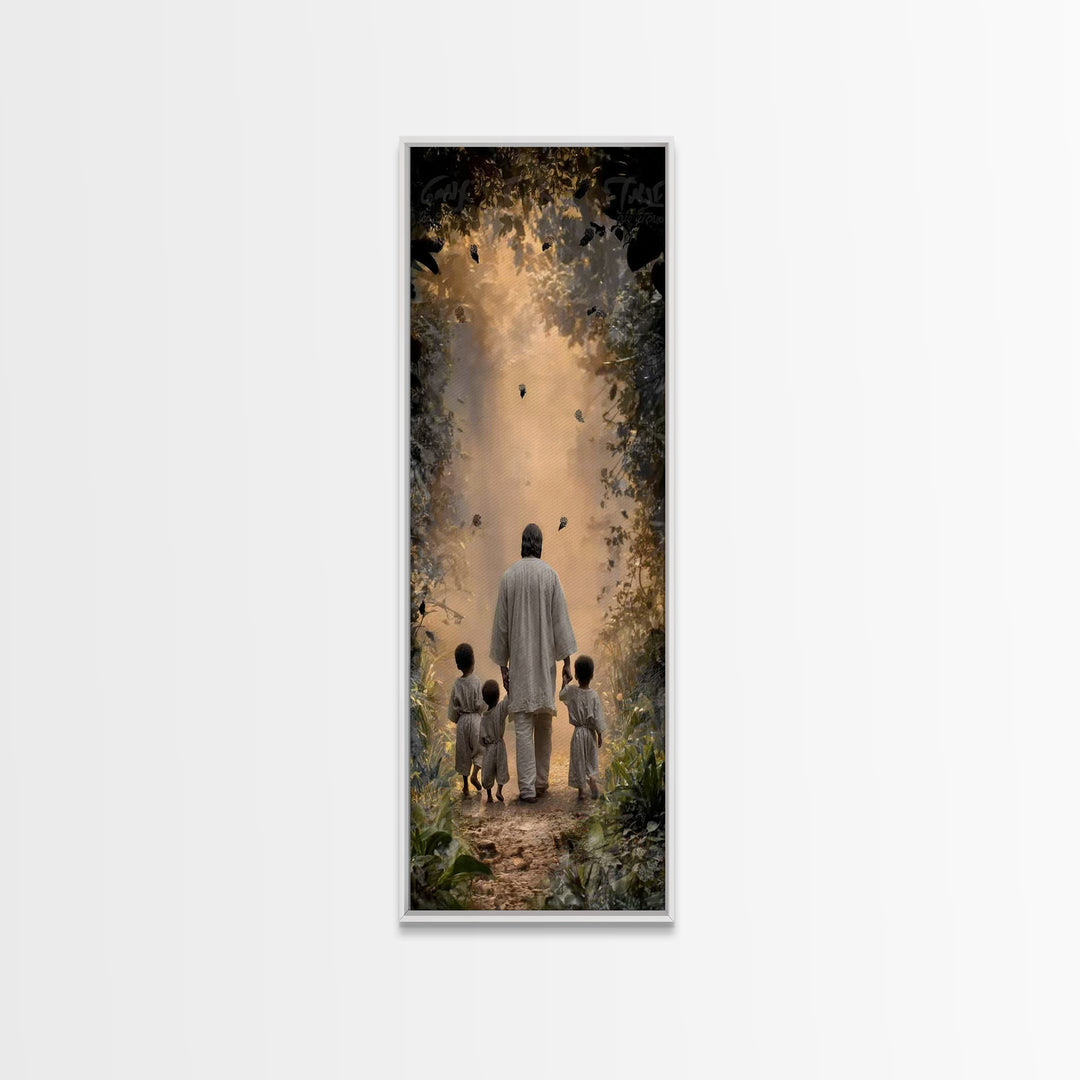 Children Of Light, Framed Canvas Print, Tall Skinny Art Print, Jesus Painting, Christian Art Canvas, Christian Wall Art, Christian Art