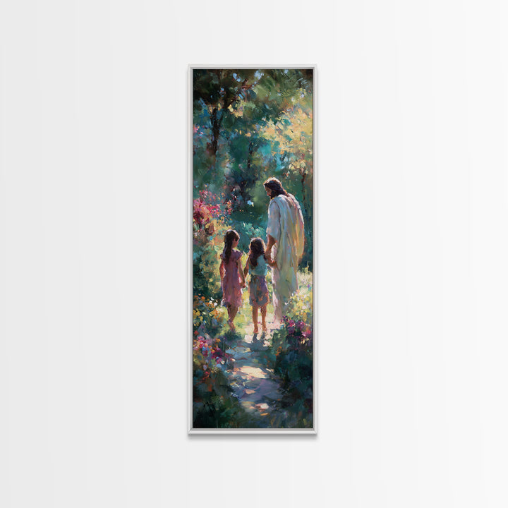 Pathway Of Hope, Framed Canvas Print, Tall Narrow Wall Art, Jesus Painting, Christian Art, Christian Art Canvas, Christian Wall Art