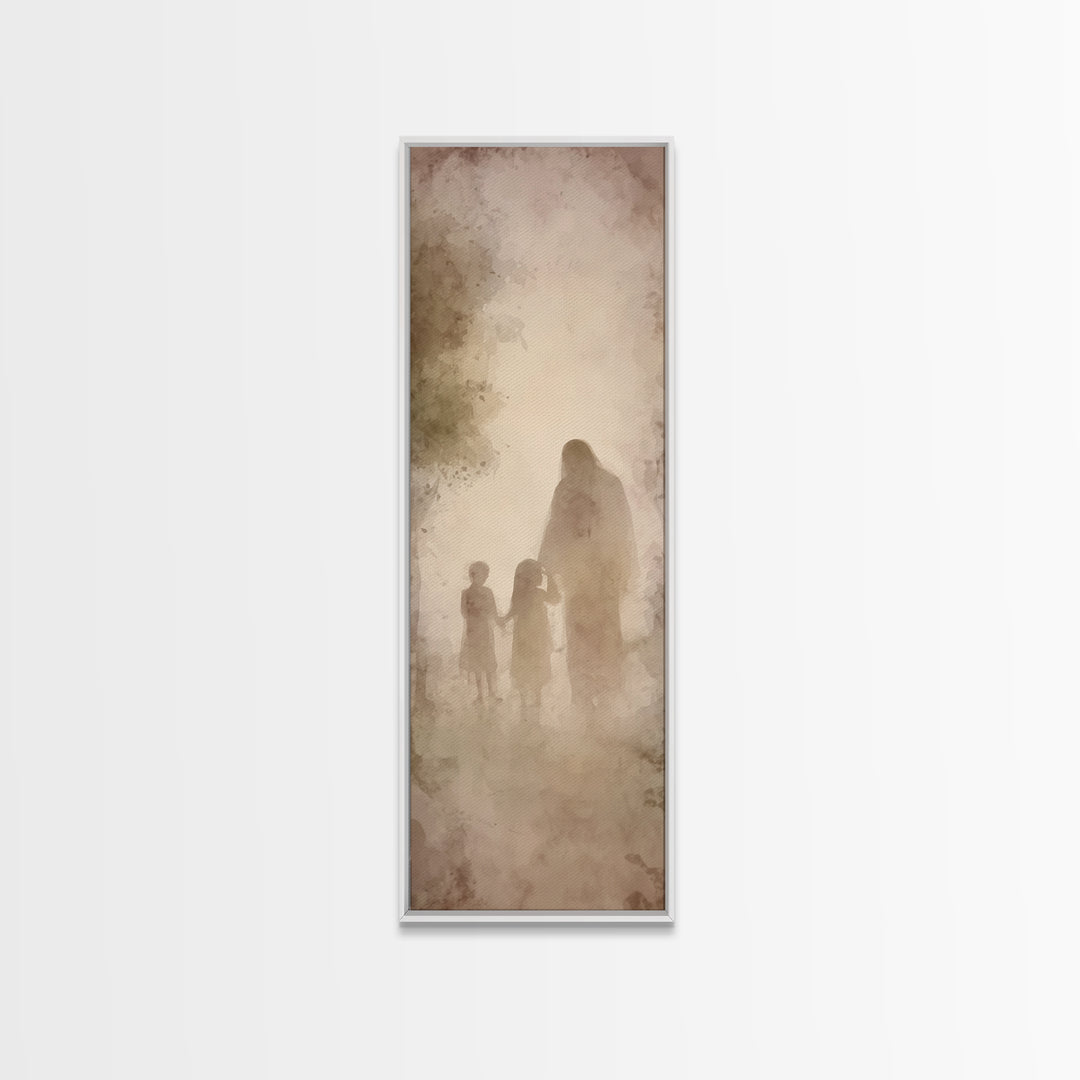 Heavenly Walk Home – Framed Canvas Print – Tall Narrow Wall Art – Christian Art – Jesus Art Print – Christian Painting – Christian Wall Art