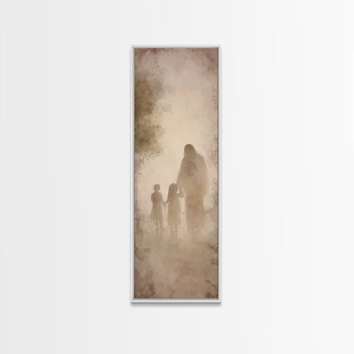 Heavenly Walk Home – Framed Canvas Print – Tall Narrow Wall Art – Christian Art – Jesus Art Print – Christian Painting – Christian Wall Art