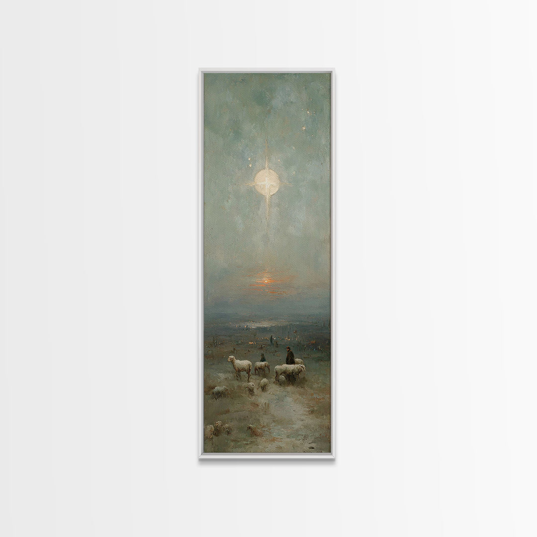 Holy Star Rising – Framed Canvas Print – Skinny Art – Christian Art Work – Christmas Canvas Wall Art – Jesus Art Print