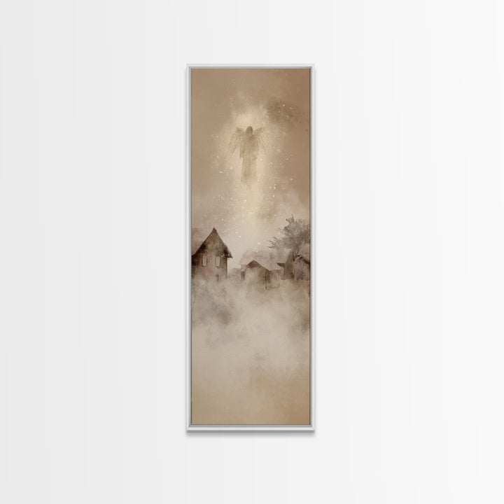 Holy Watcher – Framed Canvas Print – Christian Christmas Art – Christmas Wall Art – Narrow Art – Christian Art Canvas – Moody Christmas Art