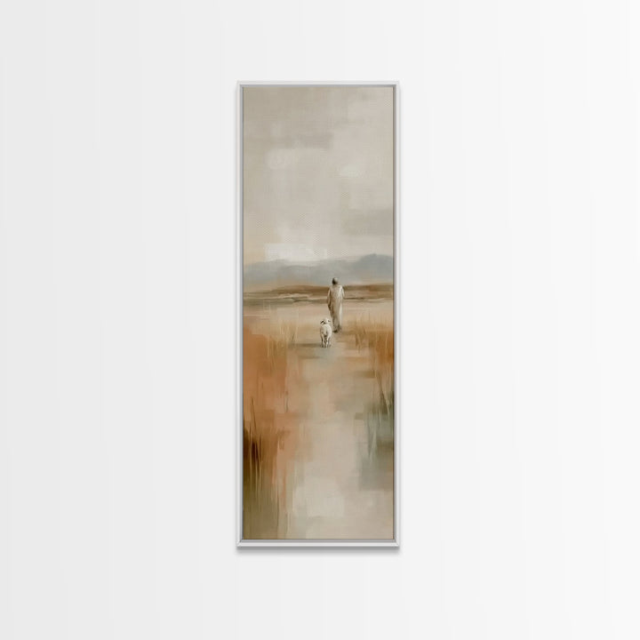 Quiet Shepherd Road | Framed Canvas Print | Tall Skinny Art Print | Christian Art | Jesus Canvas Art | Christian Paintings | Christian Deco