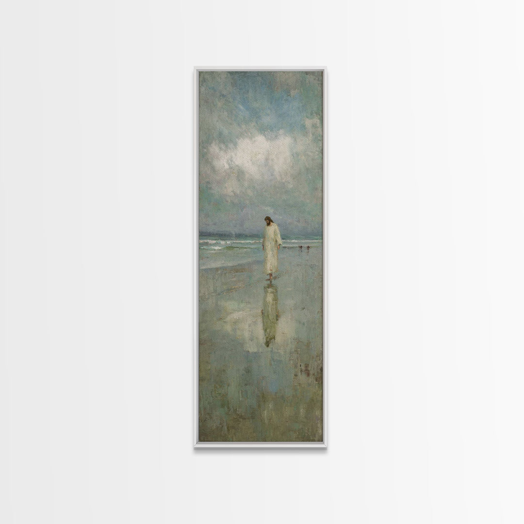 Walk of Peace – Framed Canvas Print – Jesus Painting – Christian Art – Tall Skinny Art Print – Christian Wall Art – Christmas Art