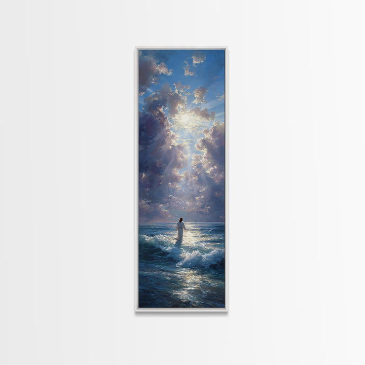Radiant Ascension Sky – Framed Canvas Print – Christian Art Canvas – Christian Wall Art – Narrow Art – Jesus Painting – Christmas Art