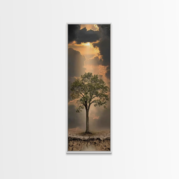 Rooted In Promise – Framed Canvas Print – Christian Art – Narrow Art – Christian Art Canvas – Christian Decorations – Christmas Art