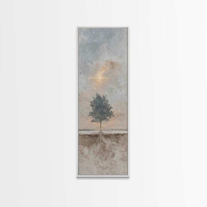 Cross Of Promise – Framed Canvas Print – Christian Art Canvas – Tall Narrow Wall Art – Christian Wall Art – Christian Christmas Art – Minim