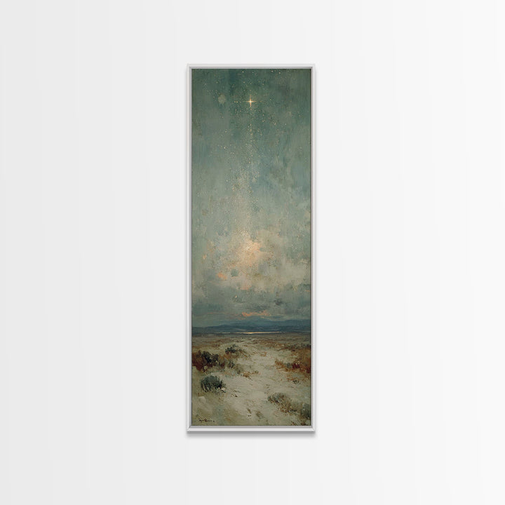 Starry Night Path – Framed Canvas Print – Narrow Art – Christian Wall Art – Christmas Art – Christian Art Canvas – Christian Christmas Deco