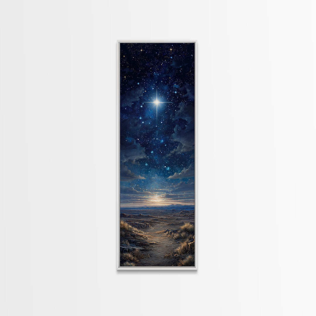 Bethlehem Night Sky – Framed Canvas Print – Tall Skinny Art Print – Christmas Art – Christian Wall Art – Christian Art Canvas – Christian C