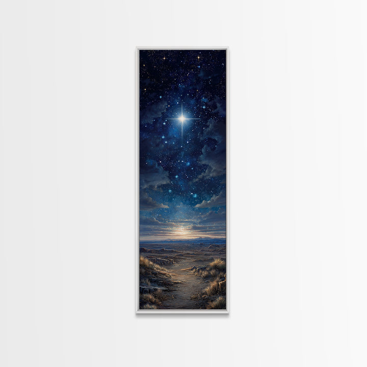 Bethlehem Night Sky – Framed Canvas Print – Tall Skinny Art Print – Christmas Art – Christian Wall Art – Christian Art Canvas – Christian C