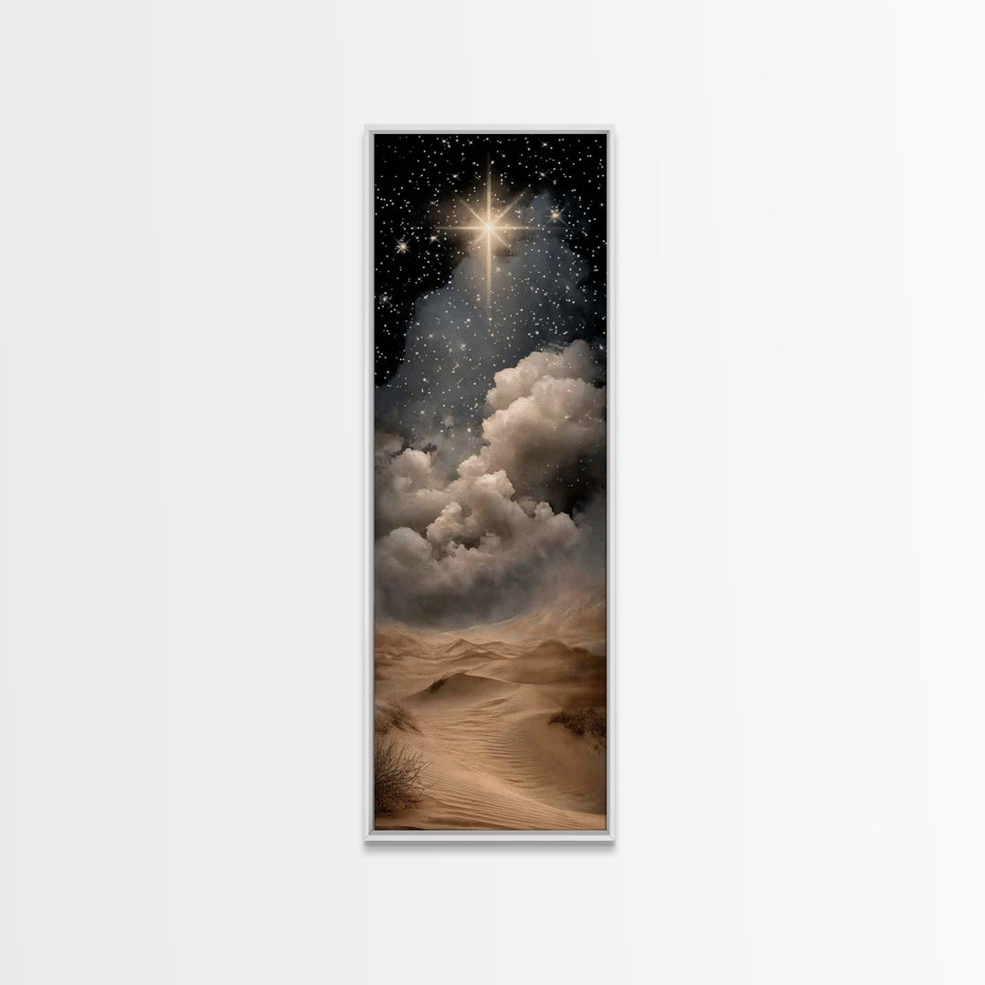 Desert Star Wonder – Framed Canvas Print – Christian Art – Narrow Art – Christian Christmas Art – Christmas Wall Art – Christian Art Canvas