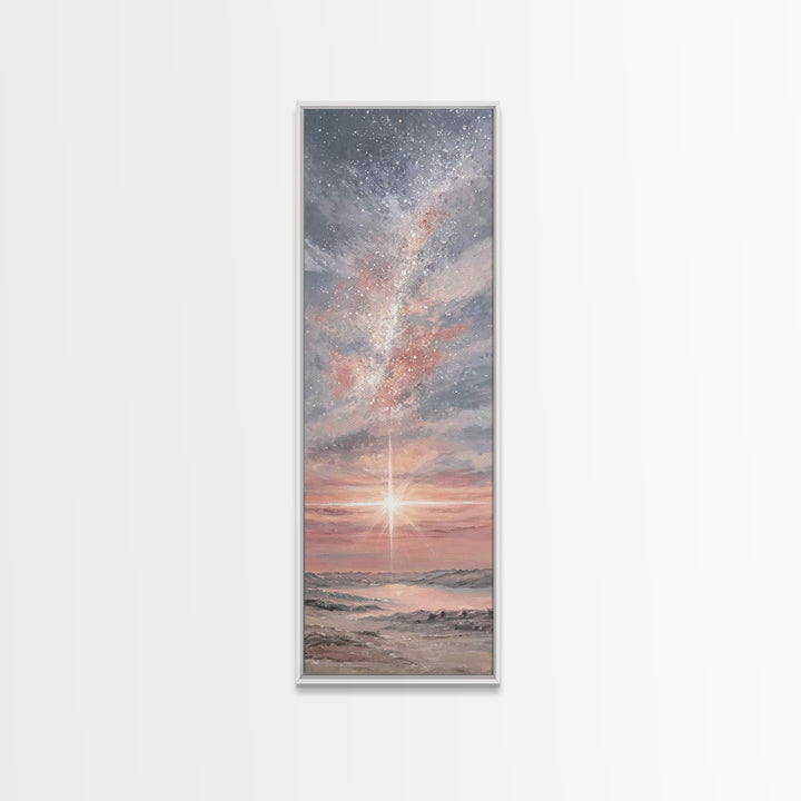 Celestial Dawn Hope – Framed Canvas Print – Skinny Art – Christian Art Canvas – Christian Wall Art – Christmas Art – Modern Christian Art