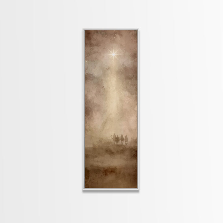 Holy Desert Path, Framed Canvas Print, Christian Art Canvas, Christmas Art Work, Tall Narrow Wall Art, Large Christian Painting, Christian