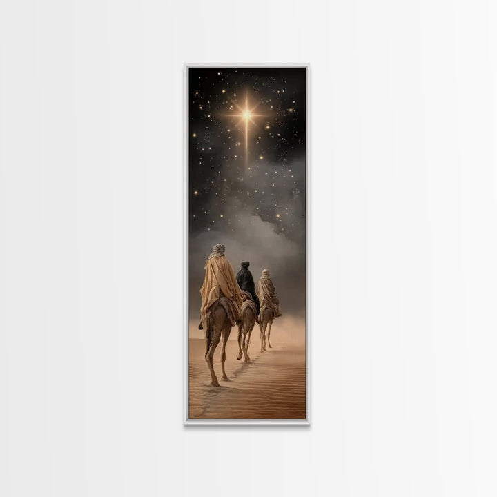 Wandering Kings Light, Framed Canvas Print, Christian Art Canvas, Christmas Art, Tall Skinny Art Print, Christian Decorations, Modern Chris