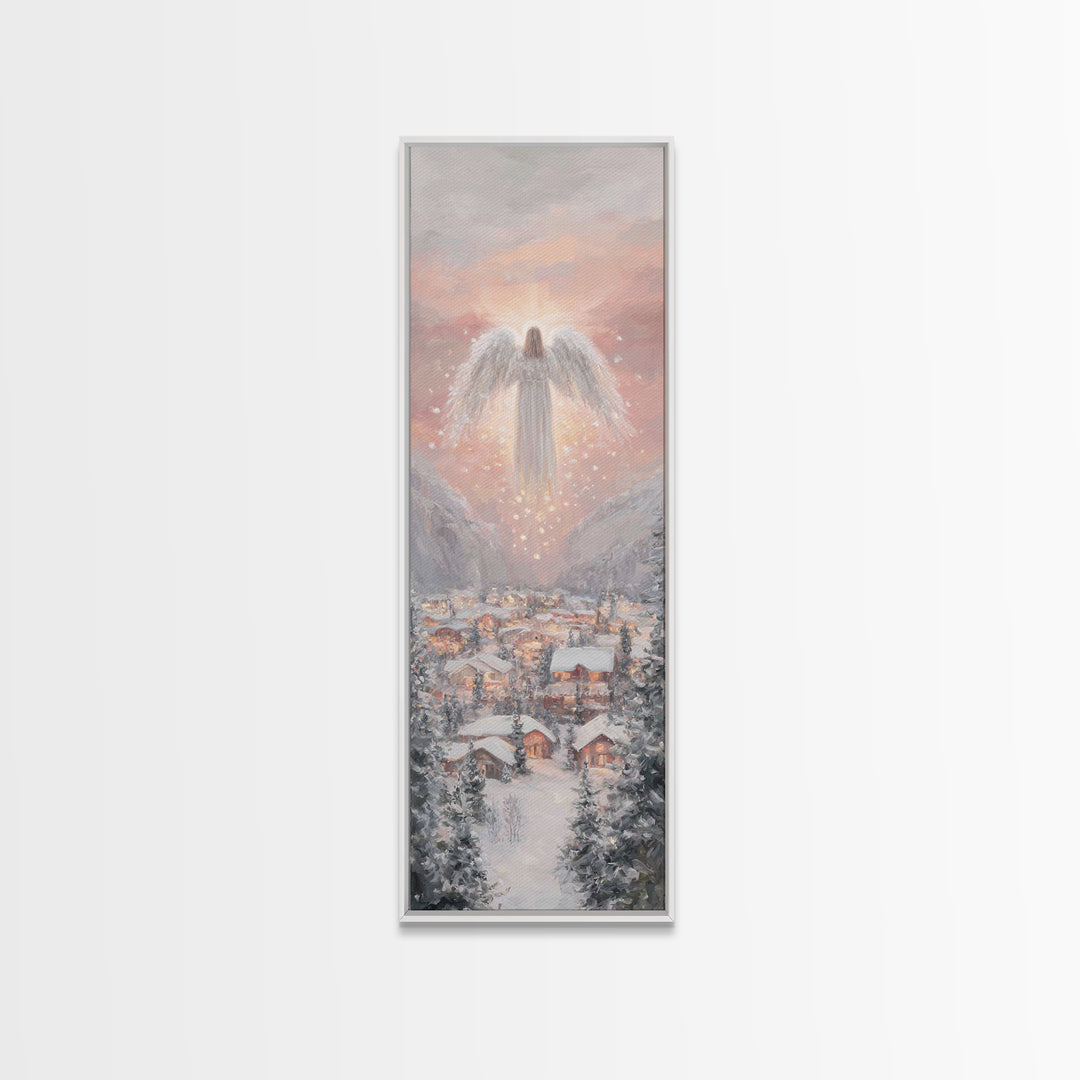 Heavenly Watch | Framed Canvas Print | Christian Wall Art | Christmas Art | Christian Art Canvas | Tall Narrow Wall Art