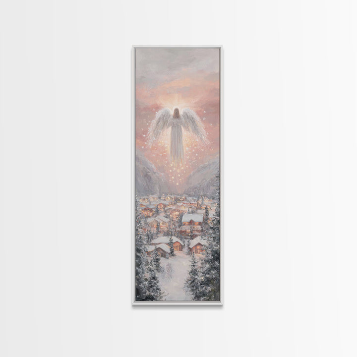 Heavenly Watch | Framed Canvas Print | Christian Wall Art | Christmas Art | Christian Art Canvas | Tall Narrow Wall Art