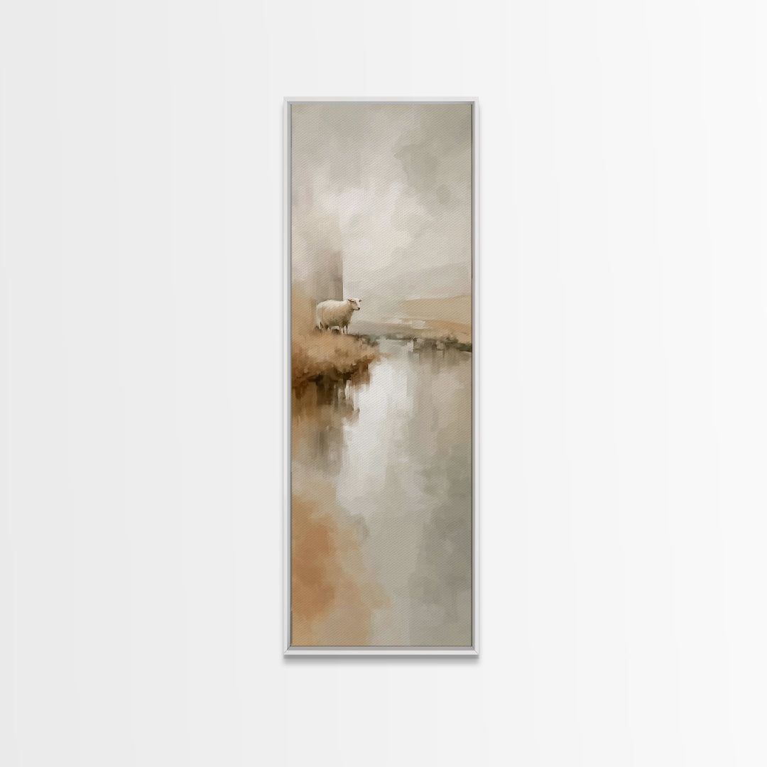 Stillwater Sheep | Framed Canvas Print | Christian Wall Art | Christian Art Canvas | Narrow Art | Christian Art Print | Unique Christian Ar