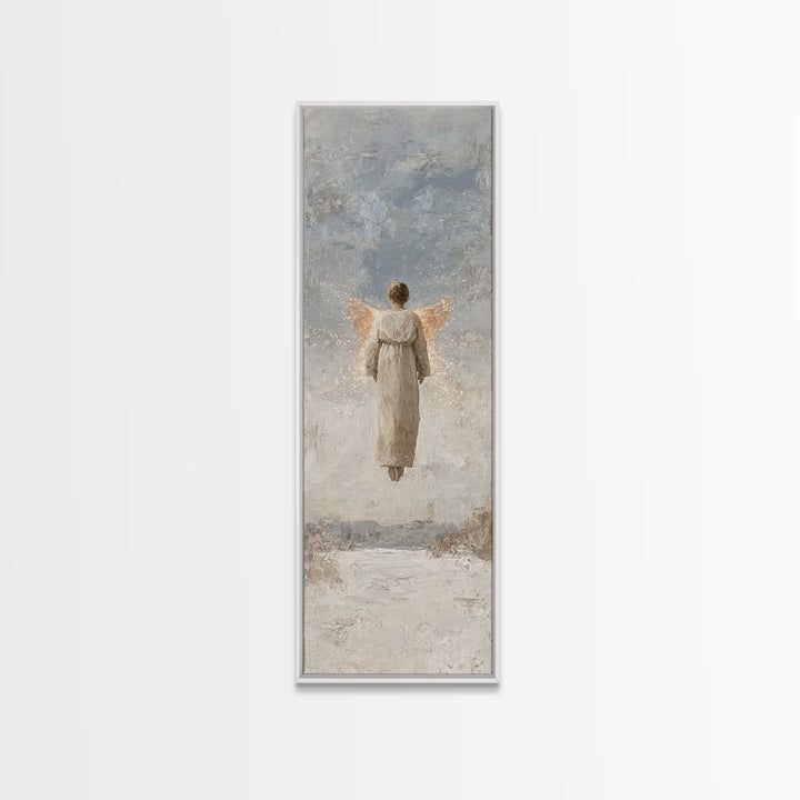 Angel Of Light | Framed Canvas Print | Christian Art Canvas | Minimalist Christian Art | Christmas Wall Art | Skinny Art