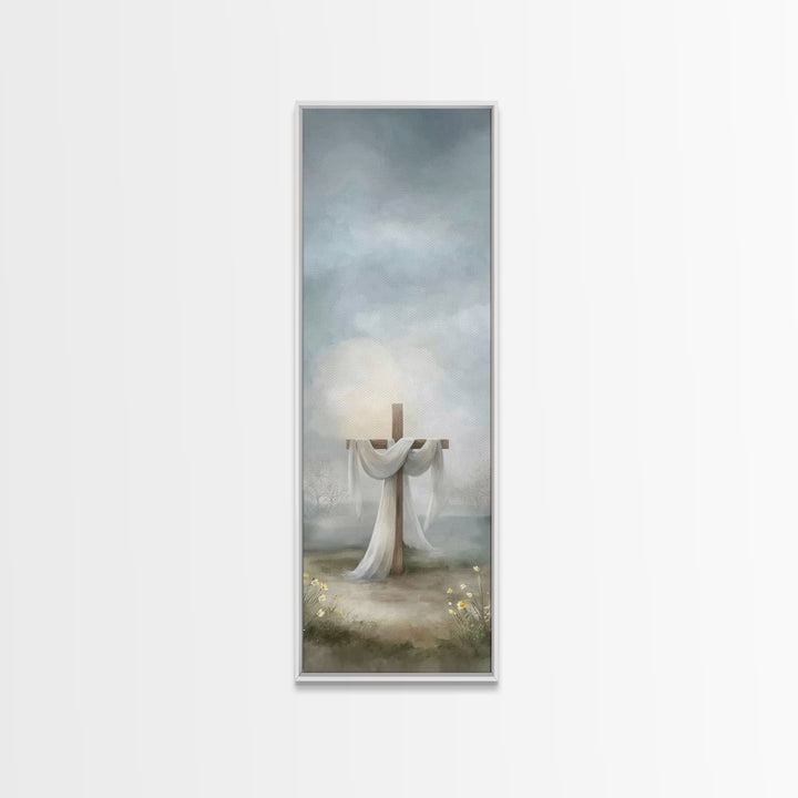 Hope Beyond The Hills, Framed Canvas Print, Narrow Art, Christian Wall Art, Christian Art Print, Christmas Art, Jesus Painting