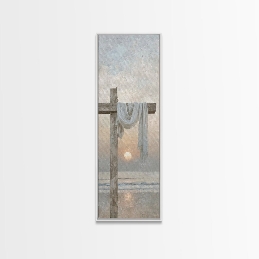 Quiet Cross Serenity – Framed Canvas Print – Tall Skinny Art Print – Christian Art Canvas – Christian Wall Art – Christmas Art – Christian