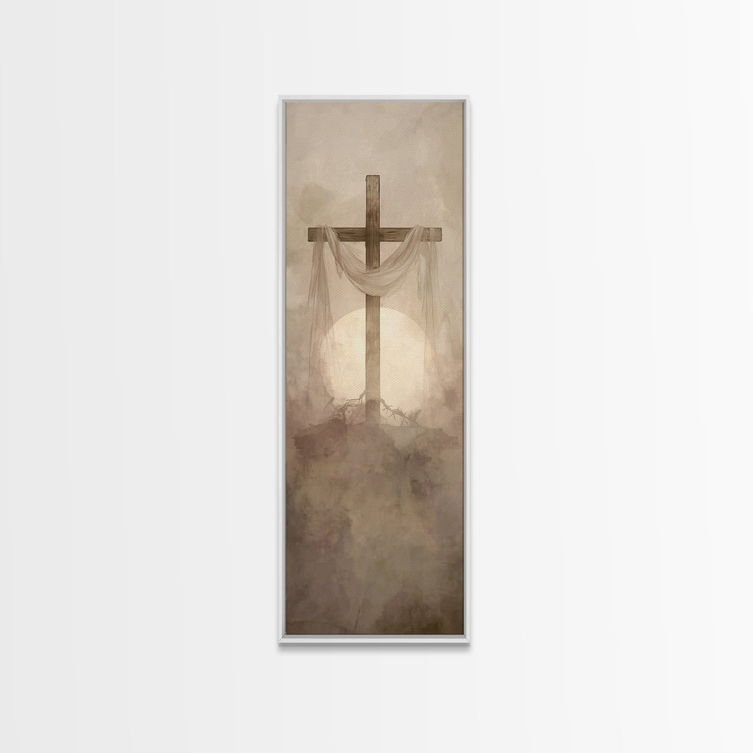 Calm Of Restoration, Framed Canvas Print, Skinny Art, Christian Art Canvas, Jesus Painting, Christian Gift, Christmas Wall Art