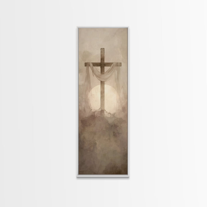 Calm Of Restoration, Framed Canvas Print, Skinny Art, Christian Art Canvas, Jesus Painting, Christian Gift, Christmas Wall Art
