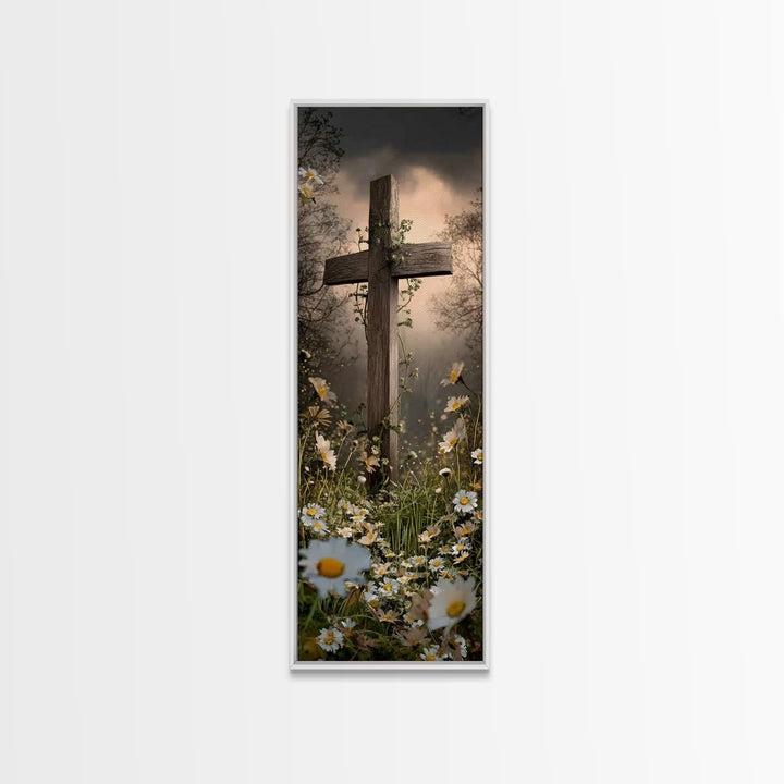 Light Of Salvation – Framed Canvas Print – Narrow Art – Christian Wall Art – Christian Art Print – Christian Christmas Art – Jesus Painting