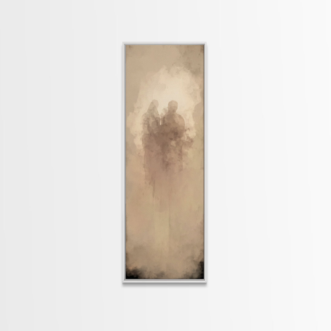 Sacred Reunion | Framed Canvas Print | Narrow Art | Christian Wall Art | Christian Art Print | Subtle Christian Paintings | Christian Decor