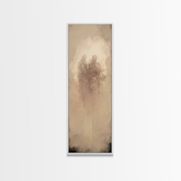 Sacred Reunion | Framed Canvas Print | Narrow Art | Christian Wall Art | Christian Art Print | Subtle Christian Paintings | Christian Decor