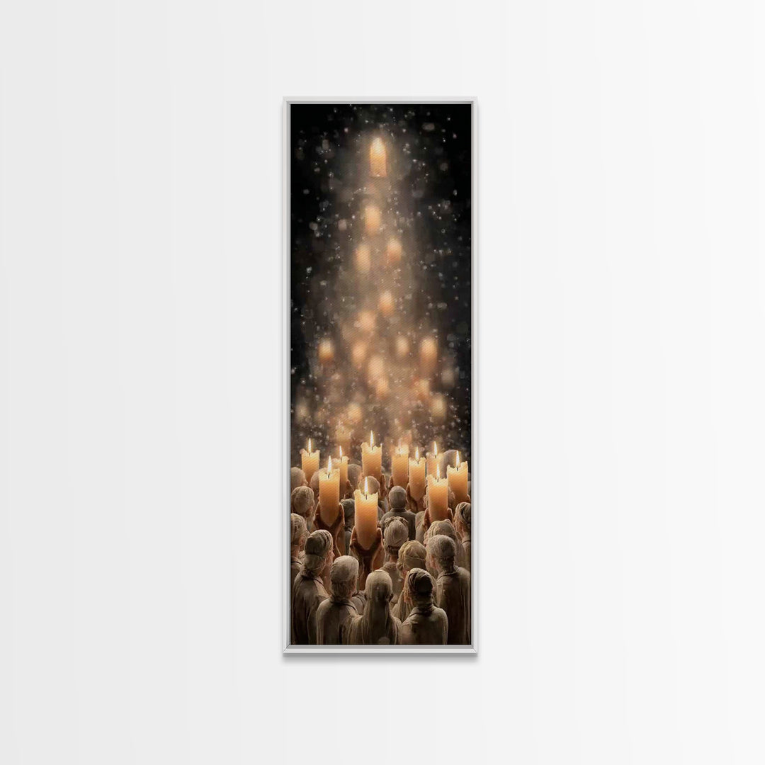 Silent Vigil | Framed Canvas Print | Christmas Art | Christian Art Canvas | Vintage Christmas Art | Tall Skinny Art Print