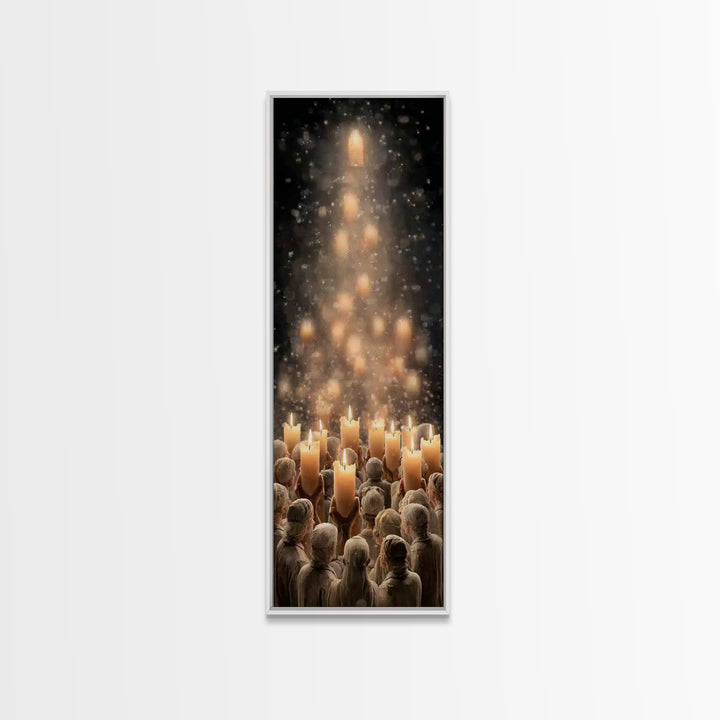 Silent Vigil | Framed Canvas Print | Christmas Art | Christian Art Canvas | Vintage Christmas Art | Tall Skinny Art Print