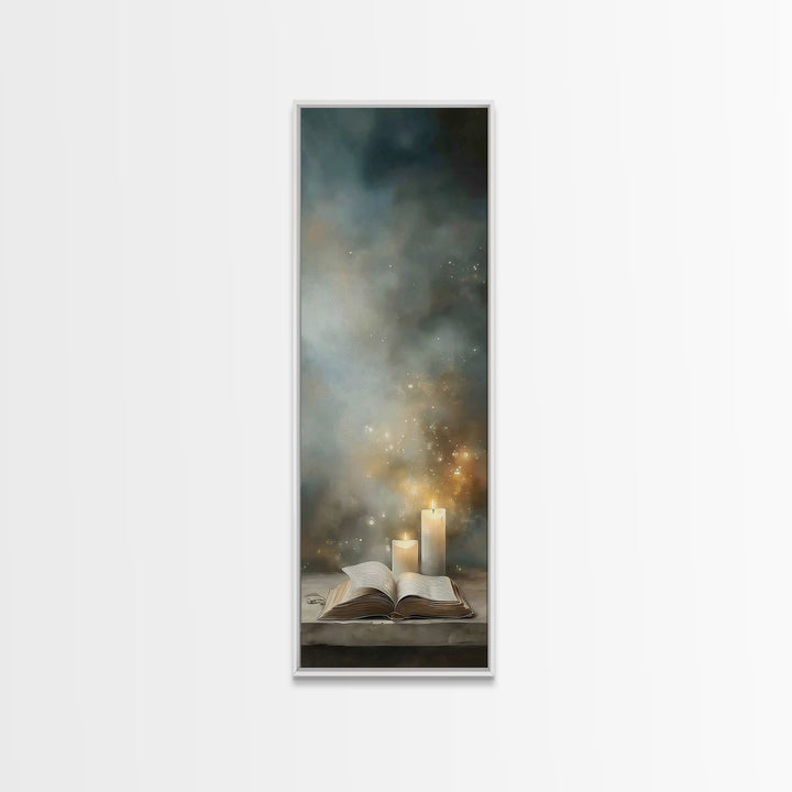 Candlelit Devotion – Framed Canvas Print – Narrow Art – Christian Art Canvas – Christian Wall Art – Christian Art Print – Christian Gift Id
