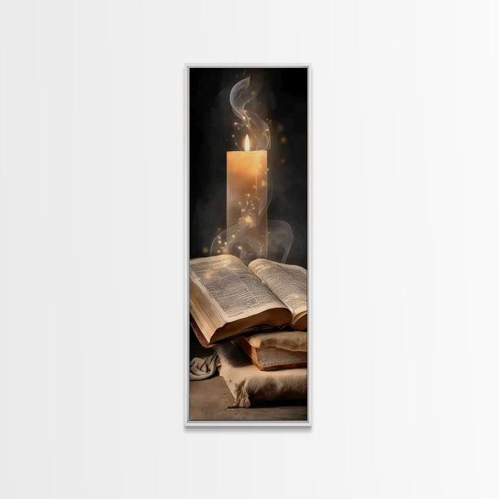 Eternal Book Glow – Framed Canvas Print – Skinny Art – Christian Art Canvas – Christian Wall Art – Vintage Christian Art – Christian Gift I