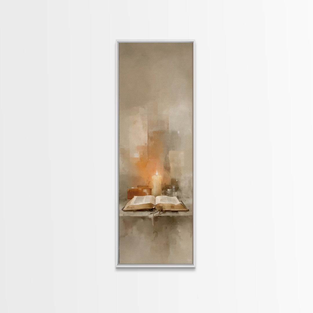 Holy Table Light – Framed Canvas Print – Tall Skinny Art Print – Christian Wall Art – Subtle Christian Art – Christian Art Canvas – Christi