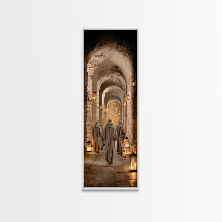 Faithful Cloister Path – Framed Canvas Print – Tall Narrow Wall Art – Christian Painting – Christian Art Print – Christian Wall Art – Uniqu