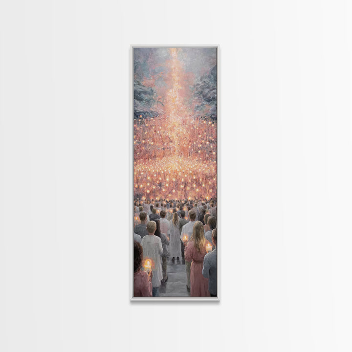 Radiant Ascent | Framed Canvas Print | Christian Art Print | Christian Christmas Art | Modern Christian Art | Tall Narrow Wall Art