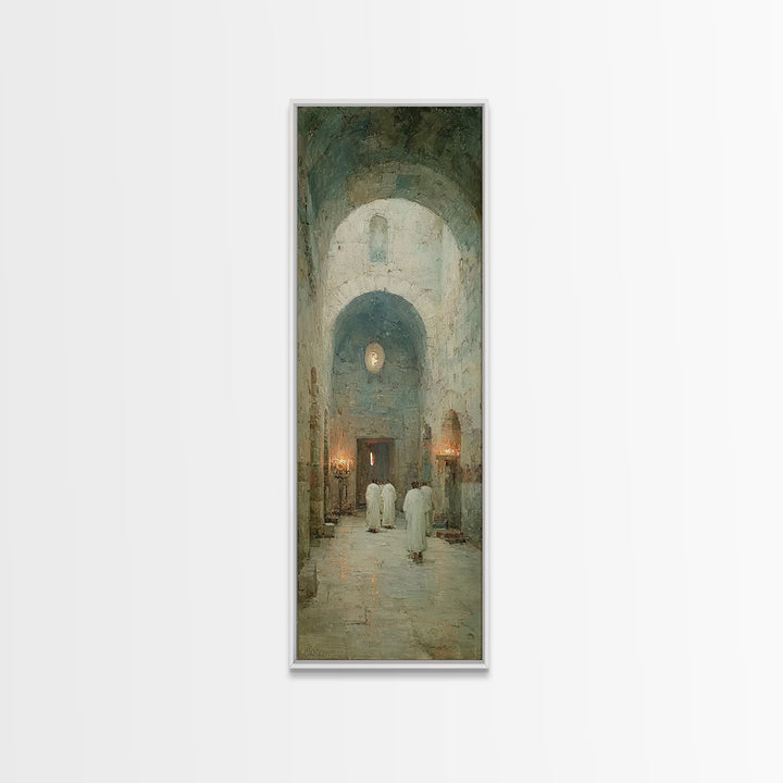 Ancient Chapel Calm – Framed Canvas Print – Narrow Art – Christian Art Print – Subtle Christian Art – Christian Wall Art – Christian Decor