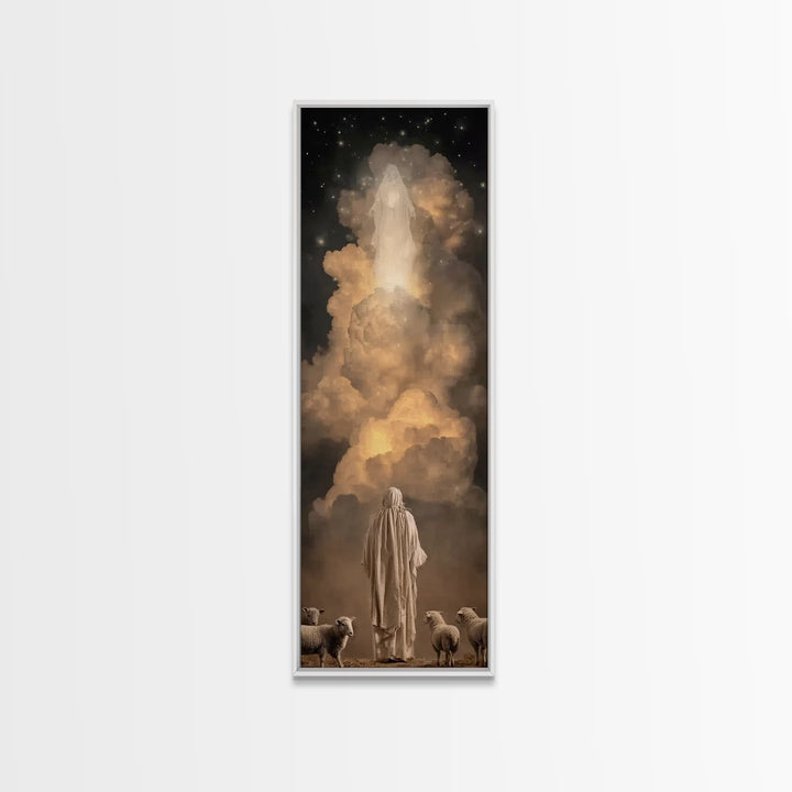 Divine Cloud Vision – Framed Canvas Print – Skinny Art – Christian Art Canvas – Jesus Christmas Art – Christian Wall Art – Christian Christ