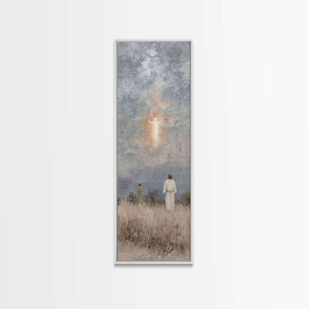 Heavenly Choir Circle – Framed Canvas Print – Narrow Art – Christian Wall Art – Modern Christian Art – Christian Art Canvas – Christmas Art