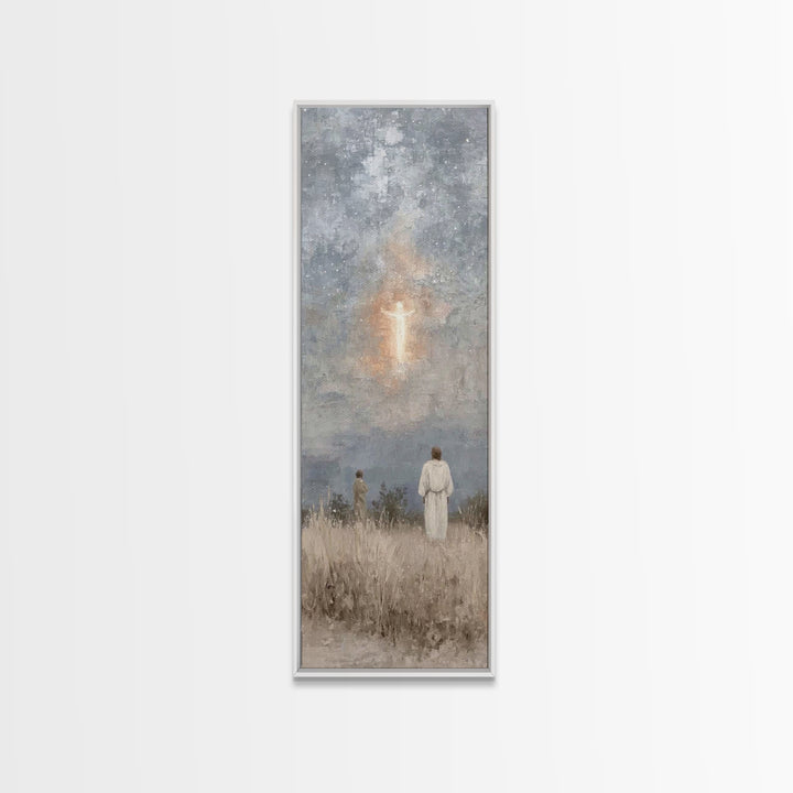 Heavenly Choir Circle – Framed Canvas Print – Narrow Art – Christian Wall Art – Modern Christian Art – Christian Art Canvas – Christmas Art