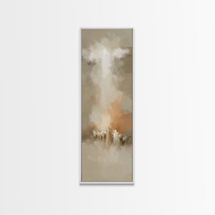 Shepherds Behold Glory – Framed Canvas Print – Tall Skinny Art Print – Christian Painting – Vintage Christian Art – Christian Art Canvas –