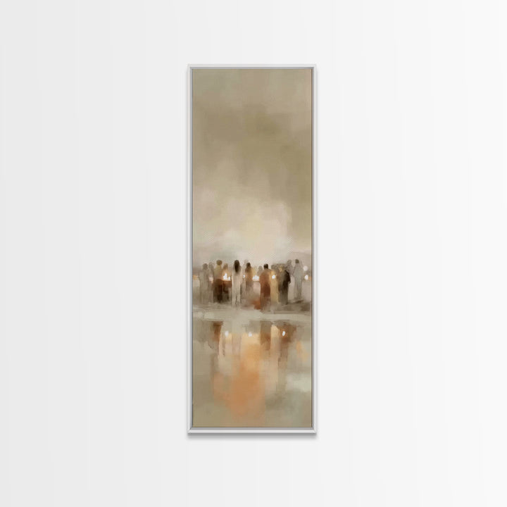 Silent Night Crowd | Framed Canvas Print | Tall Narrow Wall Art | Christian Wall Art | Christian Art Canvas | Christian Christmas Art