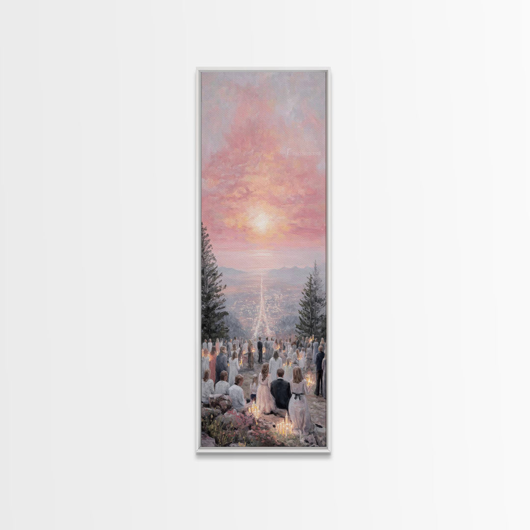 Candlelit Vigil Sky – Framed Canvas Print – Skinny Art – Christian Wall Art – Christian Art Print – Christian Christmas Art – Jesus Art