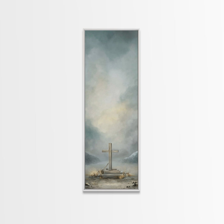 Cross Of Mercy – Framed Canvas Print – Tall Skinny Art Print – Christian Art Canvas – Christian Wall Art – Christian Art Print